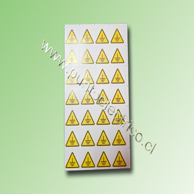 28 ETIQUETAS ADHESIVAS PUESTA A TIERRA  25x25mm